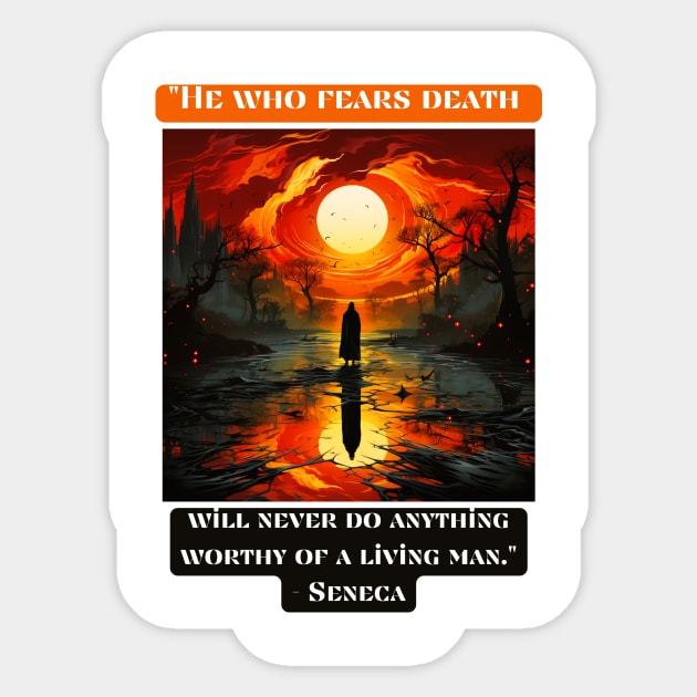 "He who fears death will never do anything worthy of a living man." - Seneca Sticker by St01k@